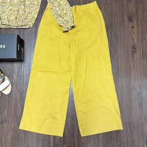 NWT BANANA REPUBLIC LINEN BLEND MUSTARD GOLDEN SUNFLOWER YELLOW PANTS